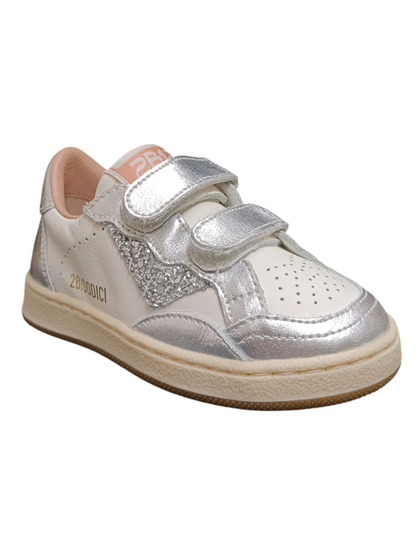 Scarpe sneakers Bambine e ragazze 2B12 BABYMINI PLAY  bianco-argento velcro