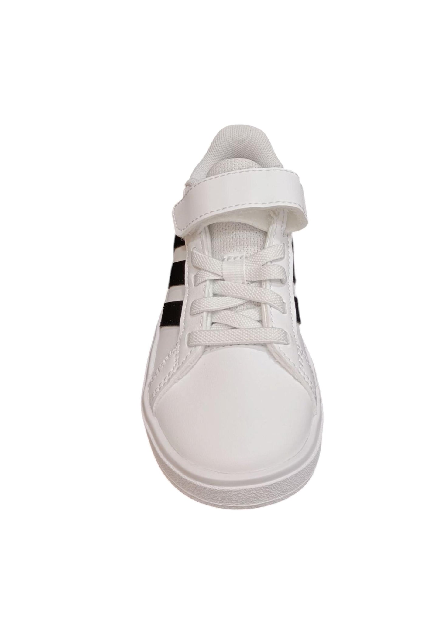 Scarpe sneakers Bambini e ragazzi adidas GRAND COURT  bianco-nero laccio elastico e velcro