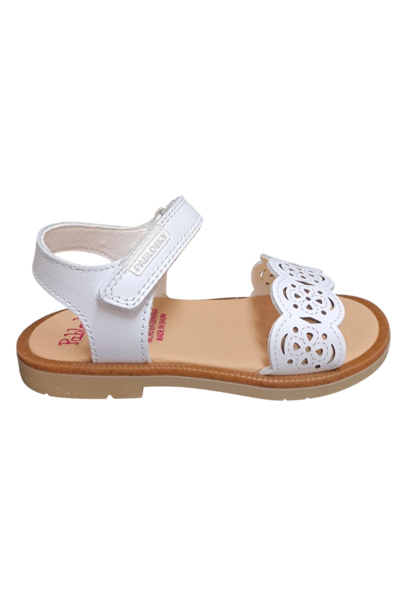 Sandalo bambina Pablosky Olimpo bianco pelle velcro comfort anatomico