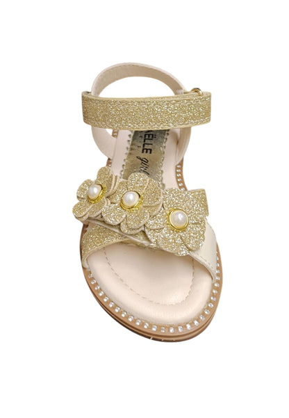 Sandali bambina Gaelle Queen platino pelle glitter