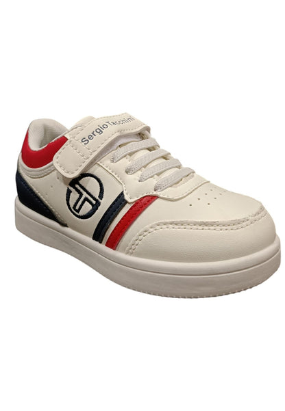 Scarpe snekears Unisex bambino Sergio Tacchini ROMA  bianco-blue-rosso laccio elastico e velcro