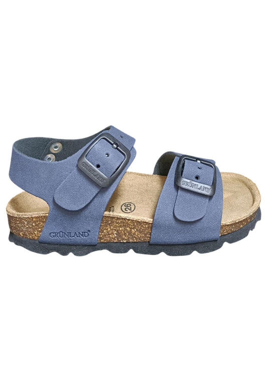 Sandalo bambino Grunland Junior 0635 blu bio fibbia comfort naturale