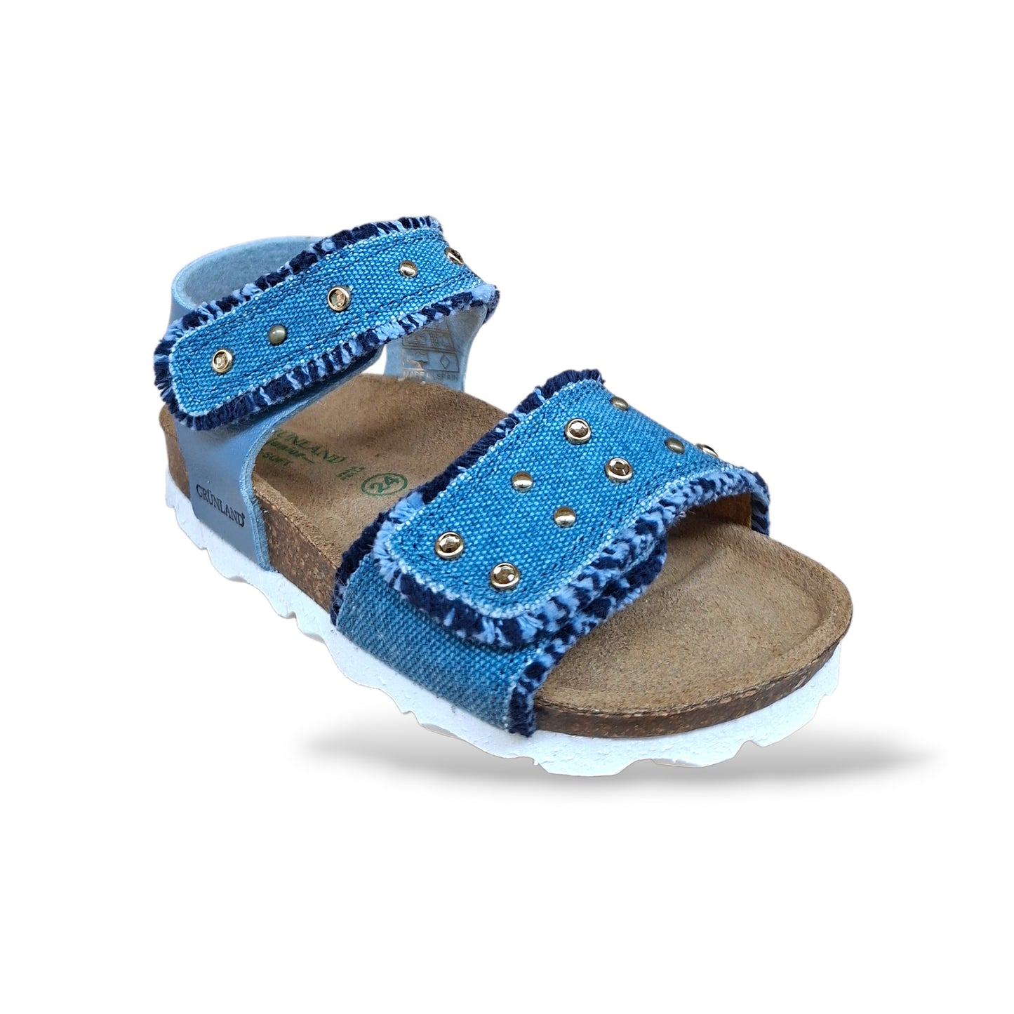 Sandalo Bio Sughero Bambine e Ragazze Grunland Junior Luce Jeans – Velcro Sottopiede Sughero EVA