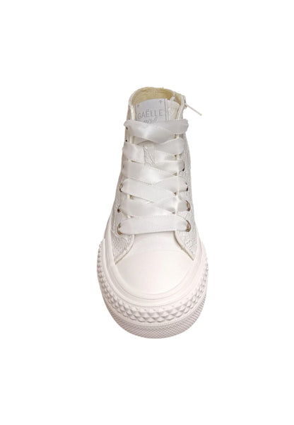 Scarpe sneakers Bambine e ragazze gaelle sissy  bianco laccio e zip laterale