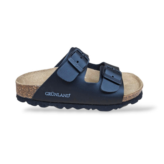 Ciabatta Bio Sughero Bambini e Ragazzi Grunland Junior Luce Nero – Sottopiede Sughero EVA