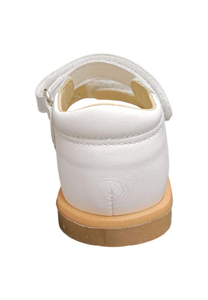 Sandalo bambina Balocchi Paris bianco pelle - Sandalo tallonato primi passi con velcro