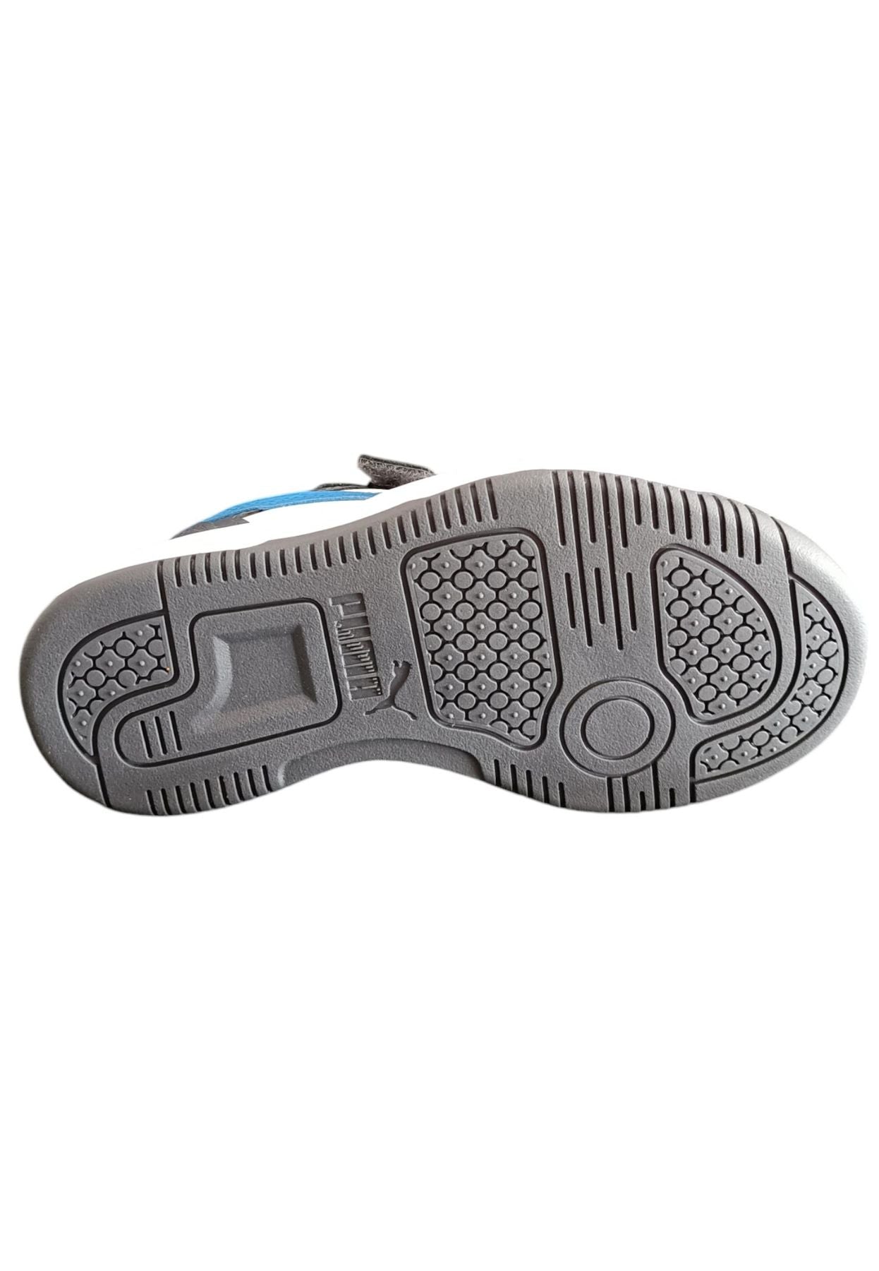 Scarpe sneakers Unisex bambini PUMA REBOUND  bianco-nero-blue laccio elastico e velcro