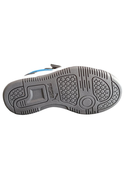 Scarpe sneakers Unisex bambini PUMA REBOUND  bianco-nero-blue laccio elastico e velcro