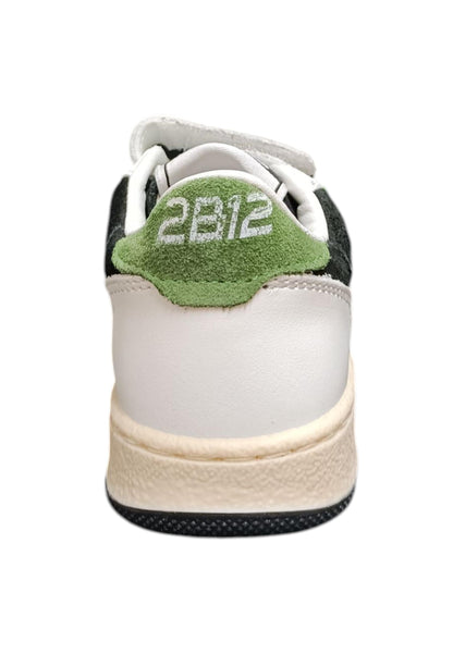 Scarpe sneakers Bambine e ragazze 2B12 BABYMINI PLAY bianco-nero-verdone velcro