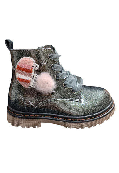 Anfibio bambina XTI Botin grigio rosa pelle zip laterale urban style