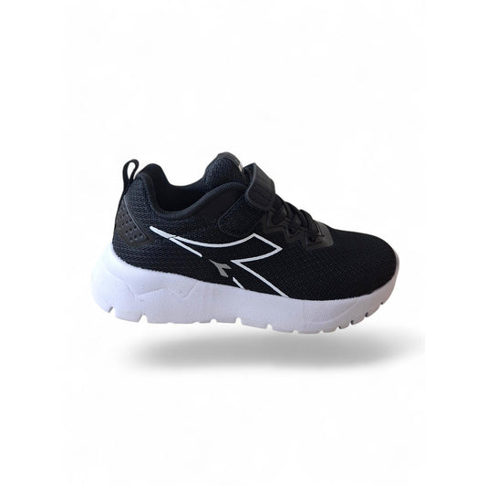 Scarpe sneakers Bambini e ragazzi Diadora evo run 101.182001 nero-bianco laccio elastico e velcro