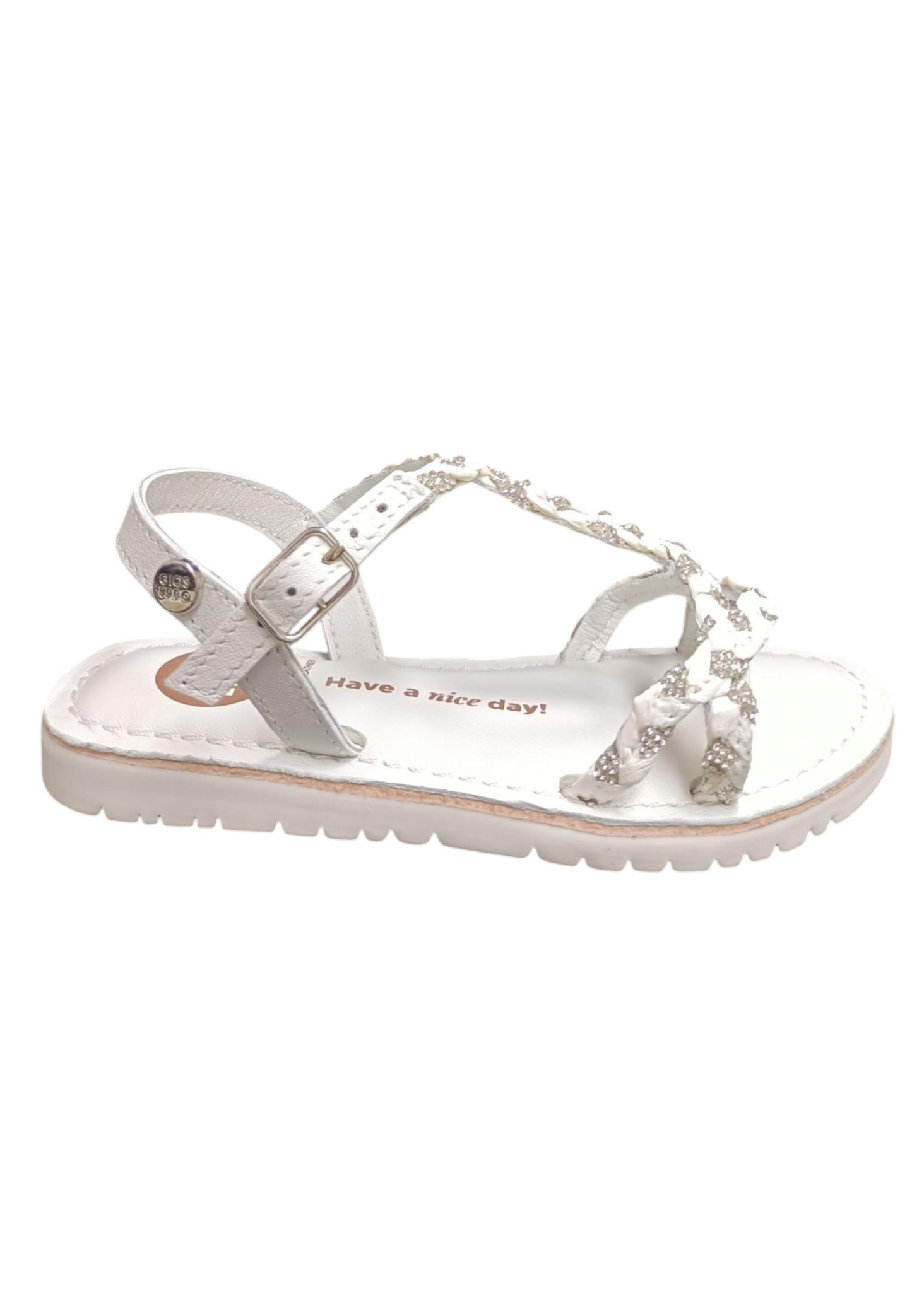 Sandalo bambina Gioseppo Wenham bianco pelle fibbia comfort elegance