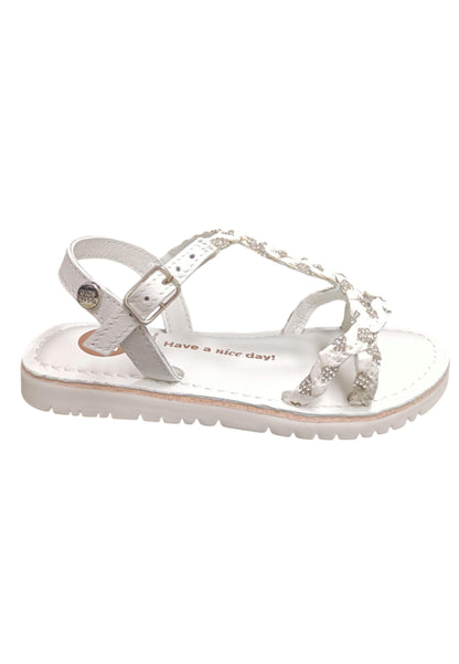 Sandalo bambina Gioseppo Wenham bianco pelle fibbia comfort elegance