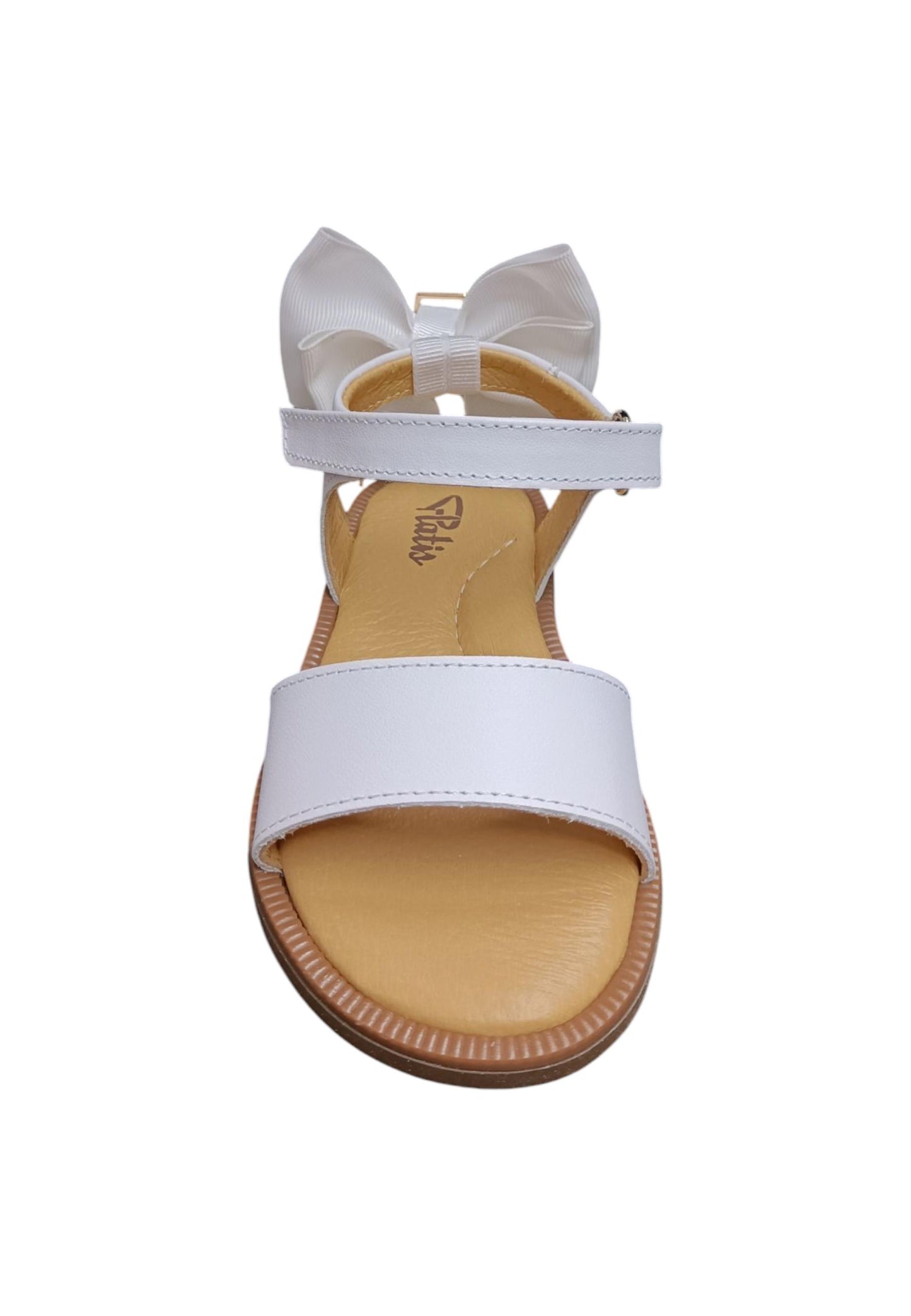Sandalo bambina Platis Open Classic bianco pelle - Sandalo da passeggio con velcro