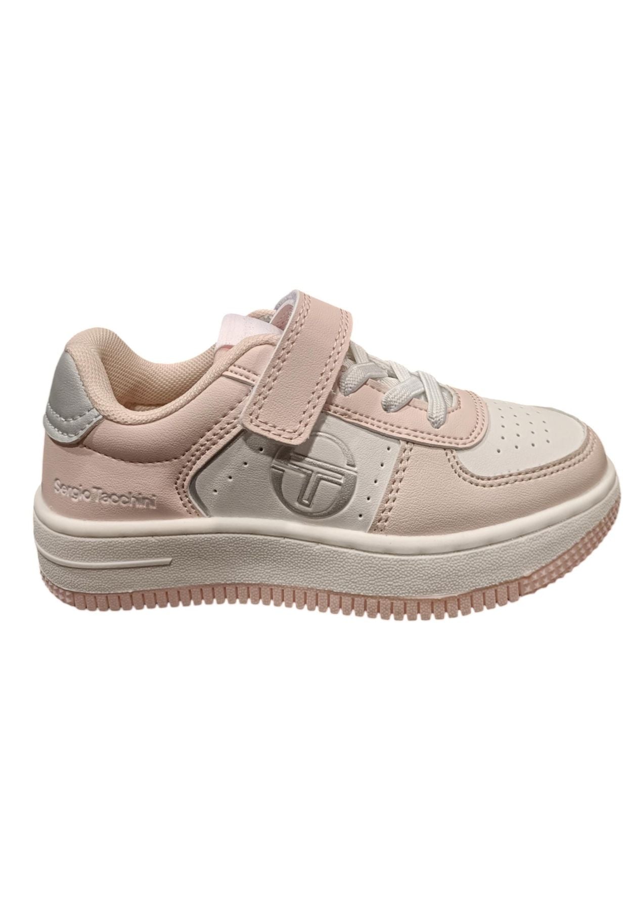 Scarpe snekears Unisex bambino Sergio Tacchini ROMA  bianco-blue-rosso laccio elastico e velcro
