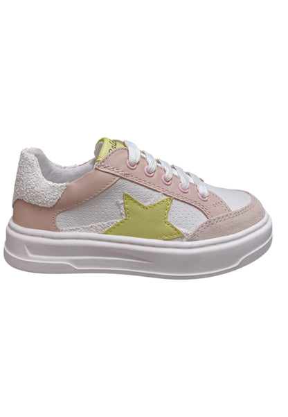 Scarpe sneakers Bambine e ragazze balducci TRACK  bianco-rosa-giallo laccio e zip laterale