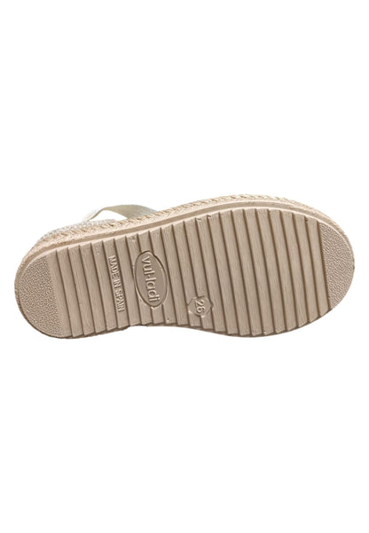 Espadrillas bambina Vul-Ladi Carla bianco beige tela laccio summer style