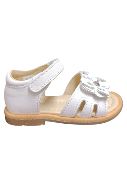 Sandalo bambina Balocchi Paris bianco pelle - Sandalo tallonato primi passi con velcro