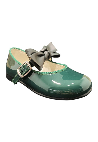 Ballerina bambino Panyno B2601 verdone vernice fibbia fiocco estraibile elegance
