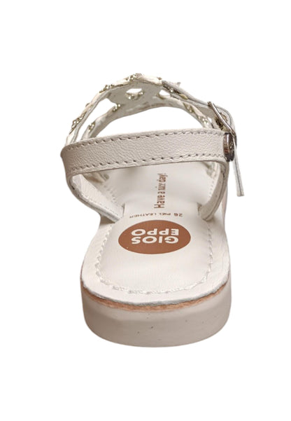 Sandalo bambina Gioseppo Wenham bianco pelle fibbia comfort elegance