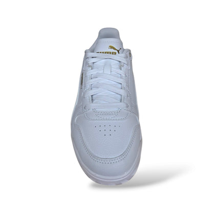 Puma Court Bae 408625 Sneakers Bambini e Ragazzi Bianco | Pelle Laccio Elastico Velcro Tennis Style Minimal Premium | Taglie 28-35 | Scarpetteria Gica