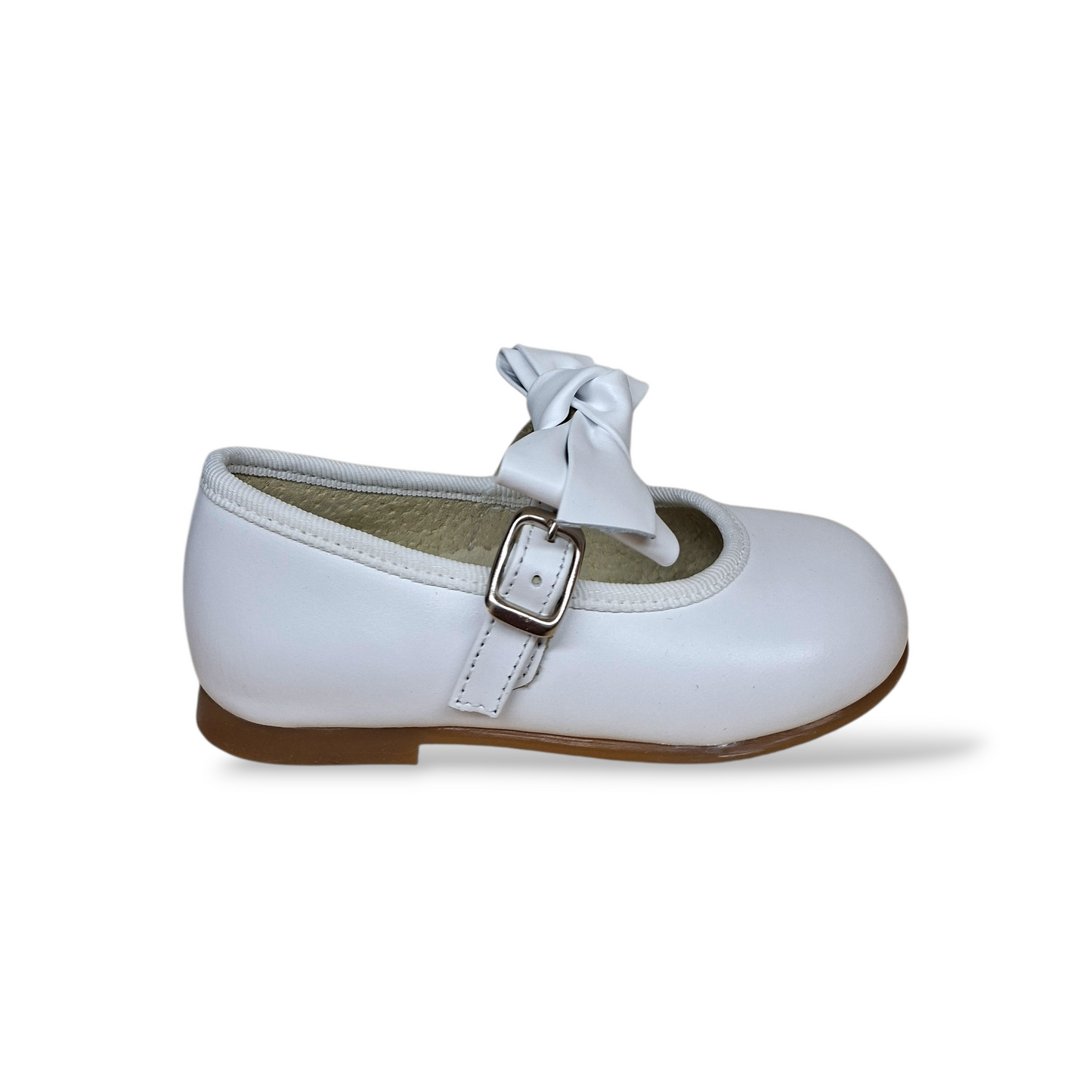 Ballerine bambina PANYNO bianco pelle fibbia cerimonia eleganti