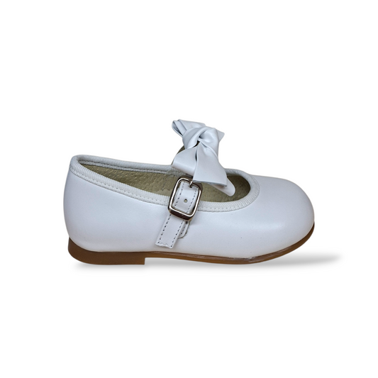 Ballerine bambina PANYNO bianco pelle fibbia cerimonia eleganti