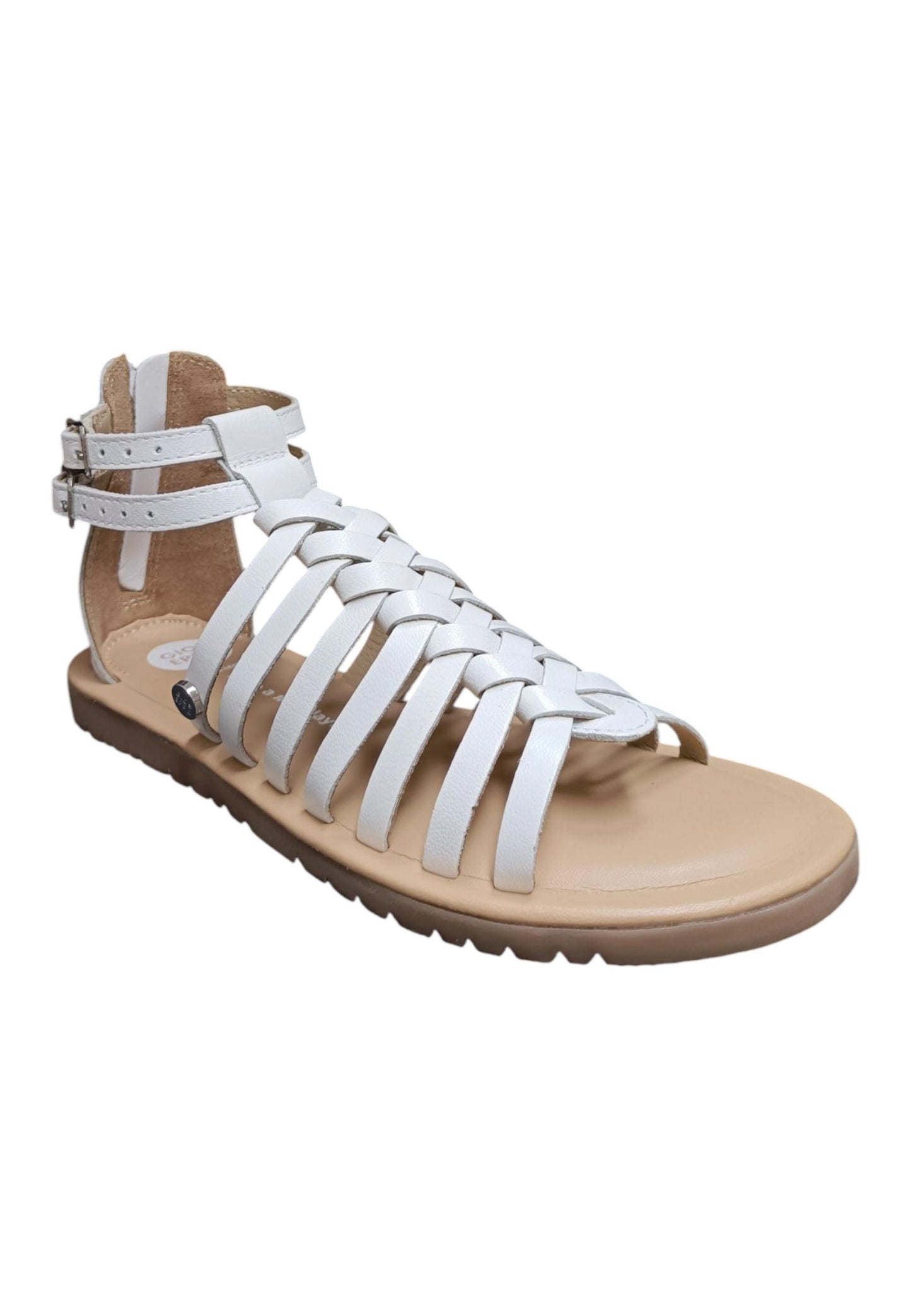 Sandalo bambina Gioseppo Onalaska bianco pelle fibbia comfort elegance