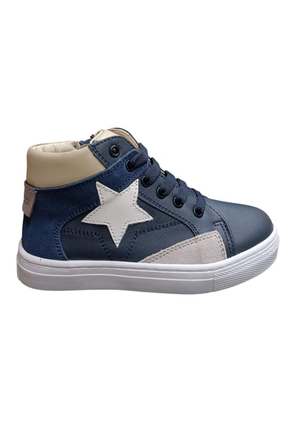 Sneakers bambino Balducci Butter blu bianco beige pelle - Stile dinamico con zip laterale