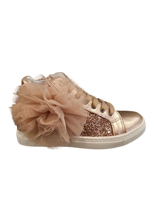 Scarpe sneakers Bambine e ragazze platis P2422  glitter argento-rosa laccio