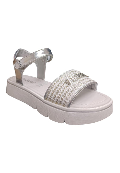 Sandalo bambina Ferrè Pam bianco pelle sintetica - Sandalo da passeggio con velcro