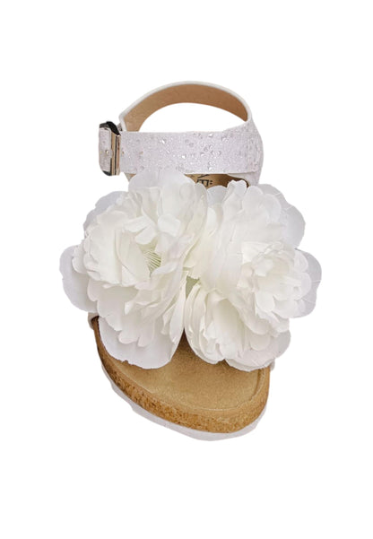 Sandali bambina Gaelle Birk bianco pelle glitter