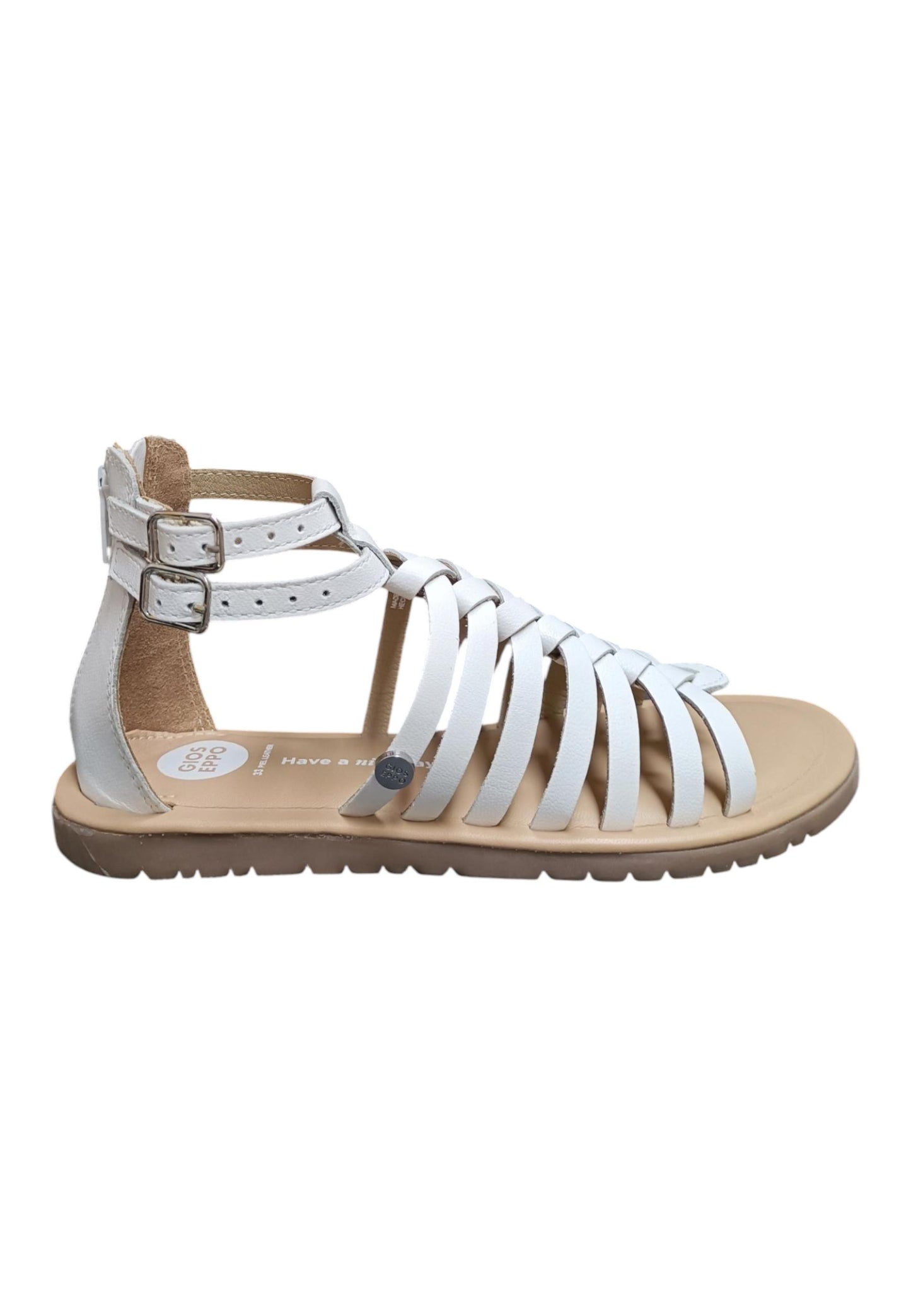 Sandalo bambina Gioseppo Onalaska bianco pelle fibbia comfort elegance