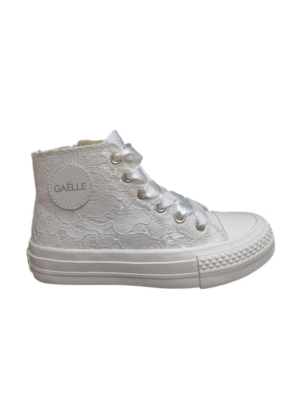Scarpe sneakers Bambine e ragazze gaelle sissy  bianco laccio e zip laterale