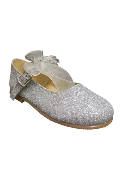 Ballerina bambina Panyno B3024 argento glitter fibbia fiocco estraibile elegance
