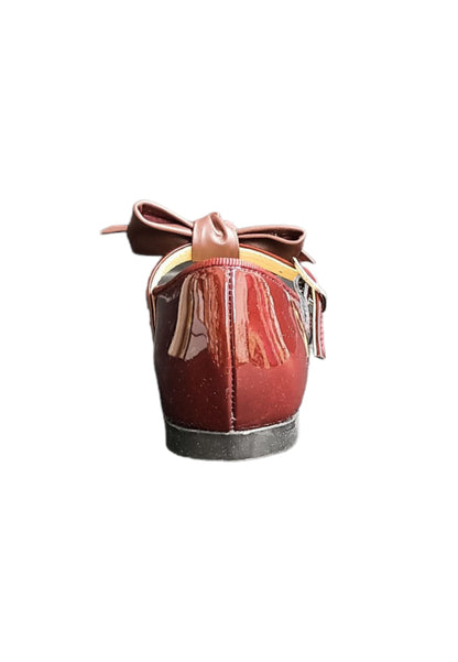 Ballerina bambino Panyno B2601 bordeaux vernice fibbia fiocco estraibile elegance