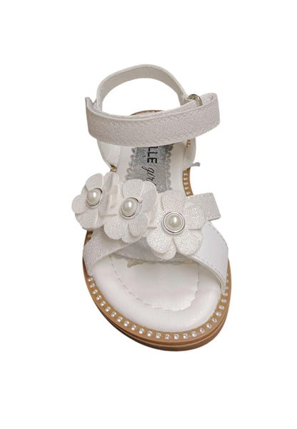 Sandali bambina Gaelle Queen bianco pelle glitter