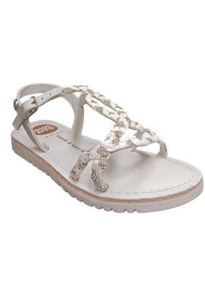 Sandalo bambina Gioseppo Wenham bianco pelle fibbia comfort elegance